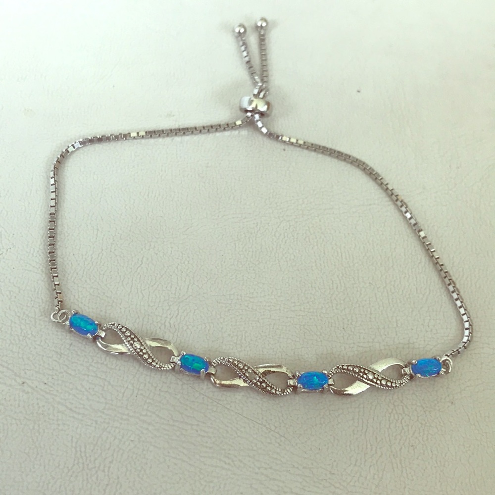 Blue opal infinity bracelet